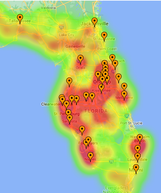 florida-solar-heatmap Solar Installation Heatmap of Florida