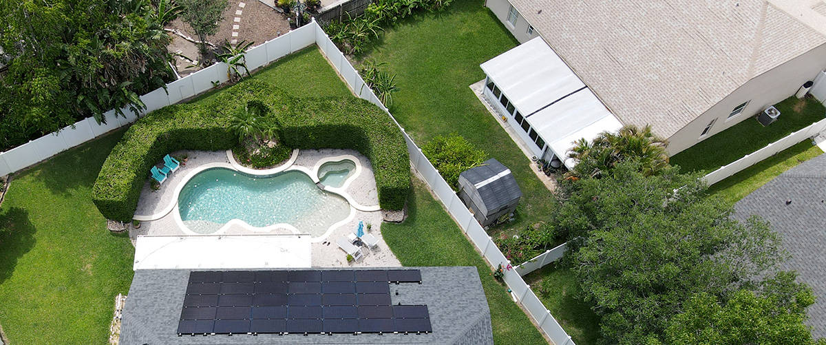 credits aerial view of solar home