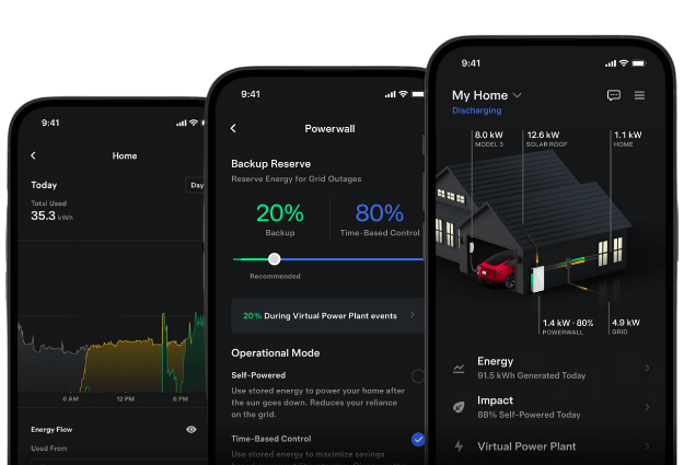 powerwall-paired-solar-roof Monitor and control your solar system and energy production with the Tesla mobile app